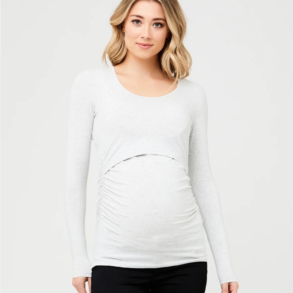 Ripe Maternity Long Sleeve Nursing Top - Light Gray